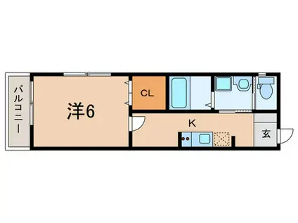 ナチュラルフロント(1K/2階)の間取り写真