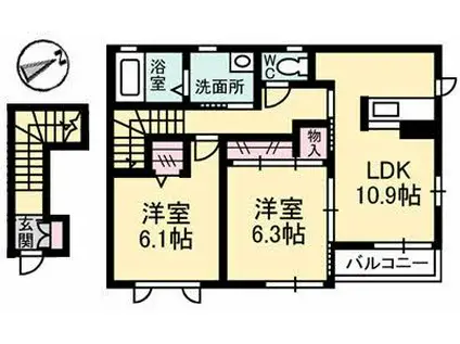 プロヌーブ西本浦 A棟(2LDK/2階)の間取り写真