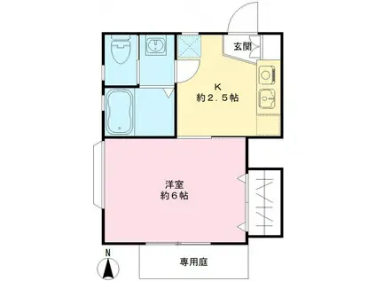 ハイツ蘭II(1K/1階)の間取り写真