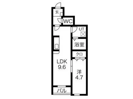 ベルスオーノ(1LDK/1階)の間取り写真