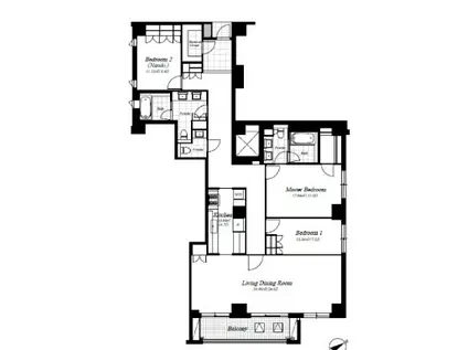 麻布第一マンションズ(3LDK/4階)の間取り写真