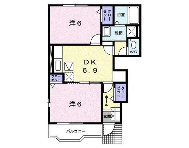レジデンス弐番館(2DK/1階)の間取り写真