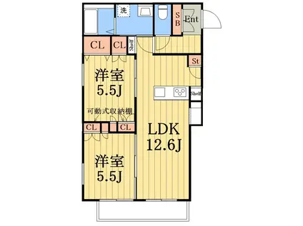 SHELL DU MAISON IV(2LDK/3階)の間取り写真