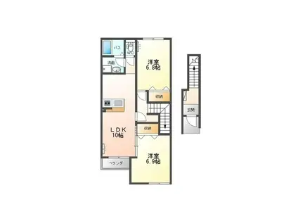 ヴィラージュコート(2LDK/2階)の間取り写真