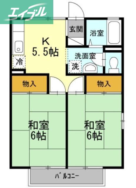 セジュール大松(2K/2階)の間取り写真