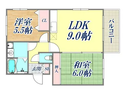 ヘーベルメゾン上祇園(2LDK/1階)の間取り写真