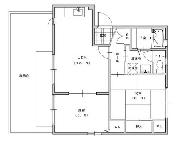 ラ・パルテール壱番館(2LDK/1階)の間取り写真