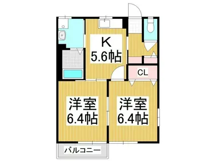 セレッソ赤砂(2K/1階)の間取り写真