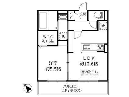 ステラ 守山市吉身(1LDK/2階)の間取り写真