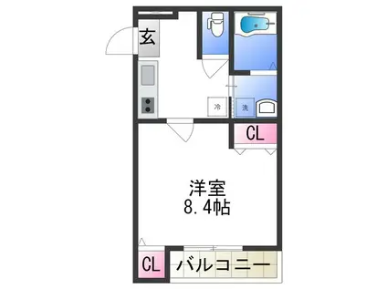フジパレス杉本町駅西VI番館(1K/3階)の間取り写真