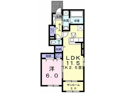 クラシオン(1LDK/1階)の間取り写真