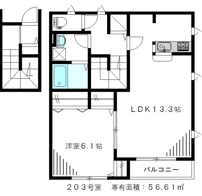 アビターレ(1LDK/2階)の間取り写真
