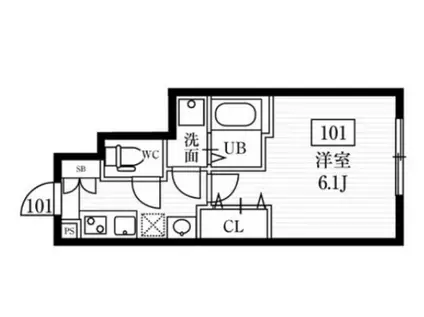 ミハス旗の台(1K/1階)の間取り写真
