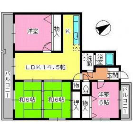 ファミール野間(4LDK/3階)の間取り写真