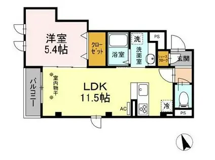 ルシエル恵比寿南(1LDK/2階)の間取り写真
