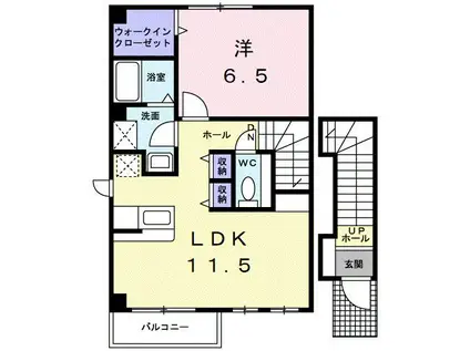 マンダリーヌ・U(1LDK/2階)の間取り写真