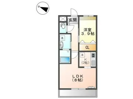 グランヴェルデ蓮池(1LDK/2階)の間取り写真
