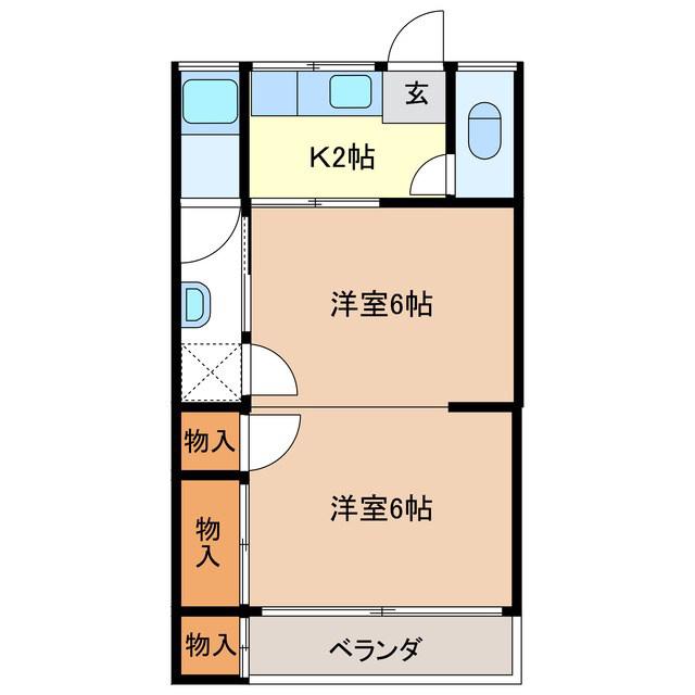 梨の木コーポ(1K/2階)の間取り写真