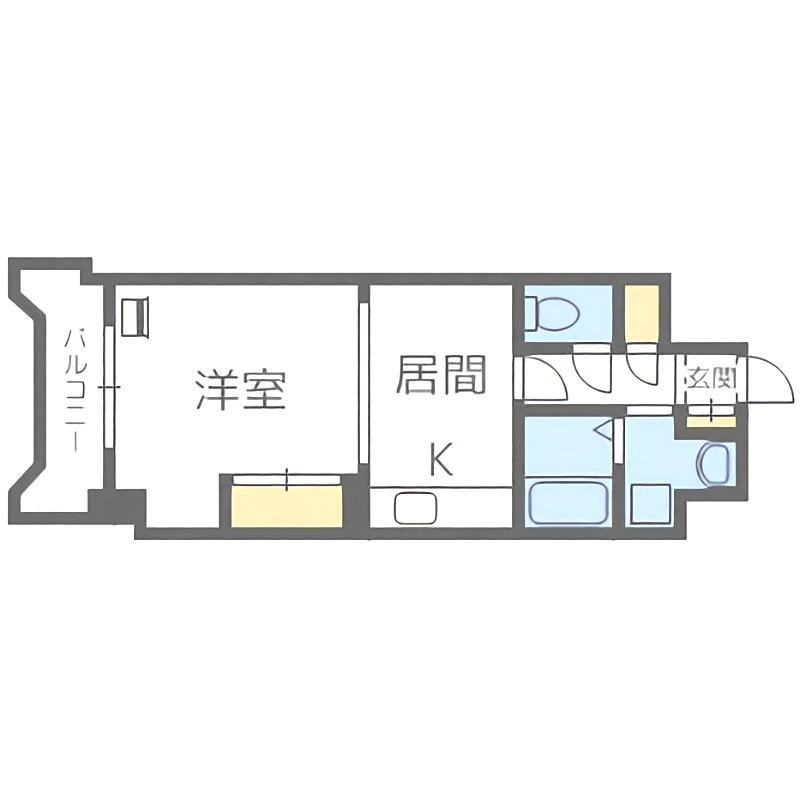 ドミ18ロイヤル(1DK/7階)の間取り写真