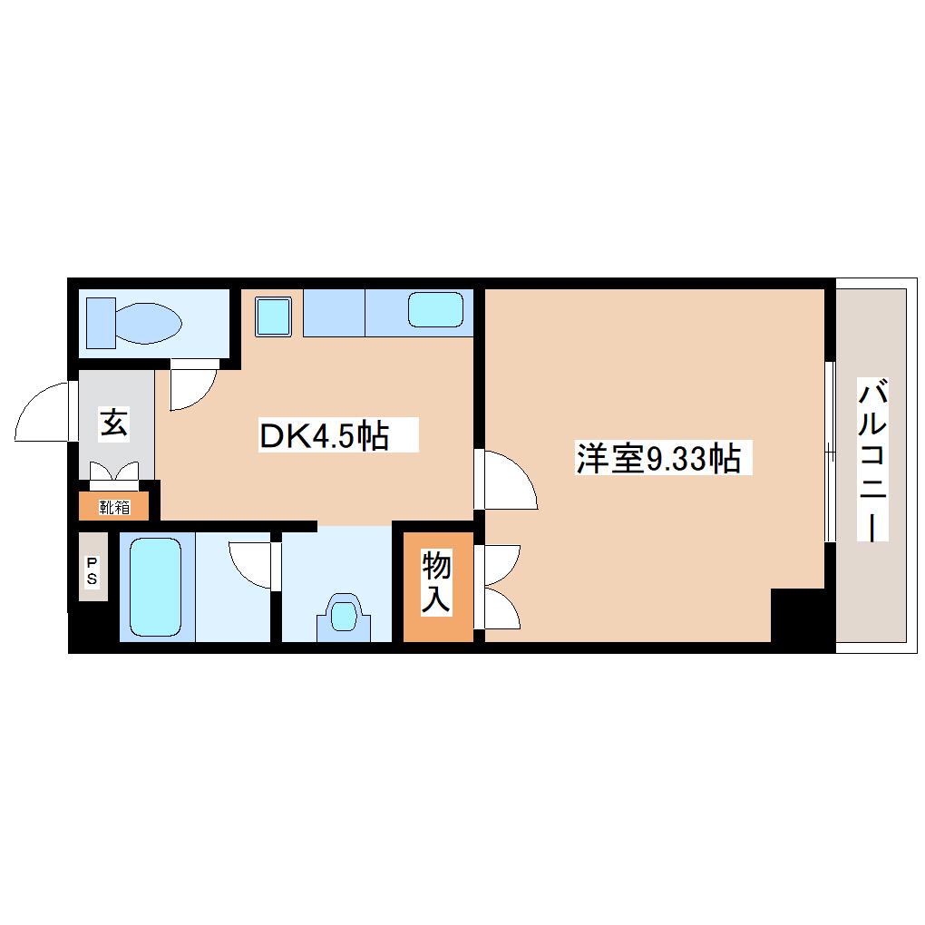 パセオ保春院(1K/4階)の間取り写真