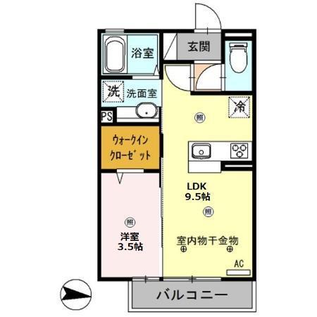 アルチザン(1LDK/2階)の間取り写真