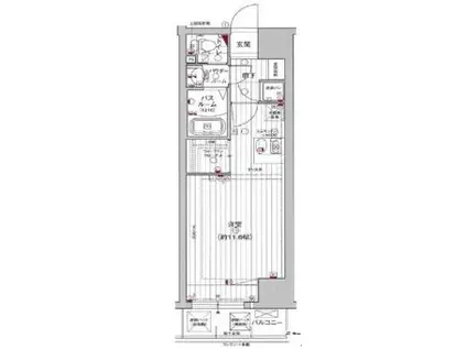 エグゼ難波東(ワンルーム/11階)の間取り写真