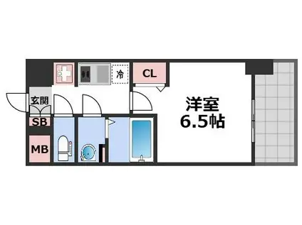ララプレイス京橋シテイオス(1K/6階)の間取り写真