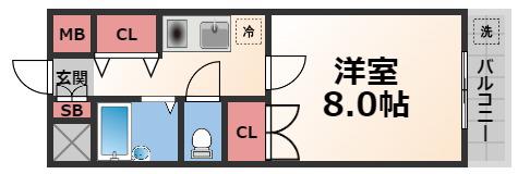 ダイヤモンドメゾン高井田(1K/5階)の間取り写真