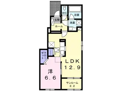 チアザス マツモト(1LDK/1階)の間取り写真