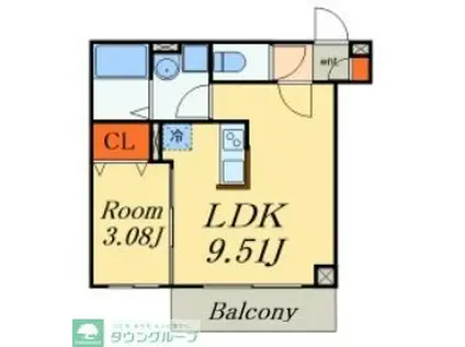 PREMIST妙典(1LDK/2階)の間取り写真