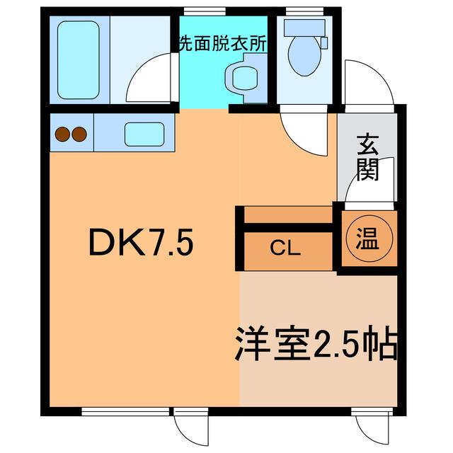 ガレットシュン(1DK/2階)の間取り写真