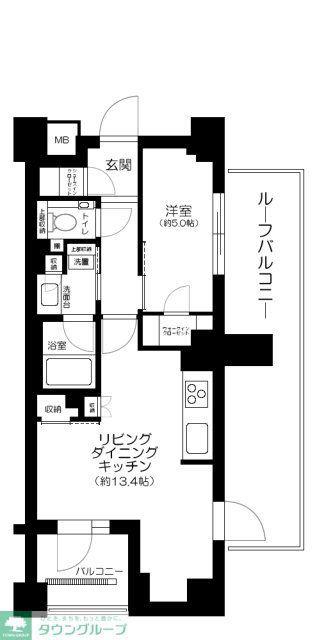 ジオ市谷仲之町(1LDK/5階)の間取り写真