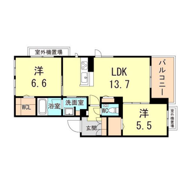 サンティエ ソレイユ(2LDK/3階)の間取り写真