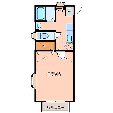アヴァンセ富沢南三番館(1K/2階)の間取り写真