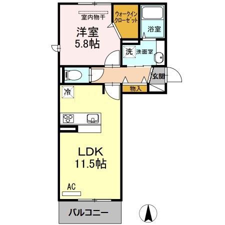 グランフルール野芥(1LDK/3階)の間取り写真