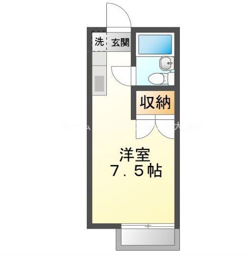 プリンスヒルC(ワンルーム/1階)の間取り写真