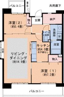 URパークタウン西武庫 9号棟(2LDK/9階)の間取り写真