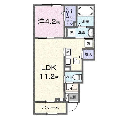 イノセントパーク(1LDK/1階)の間取り写真