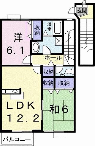 アビタシオン勝瑞J(2LDK/2階)の間取り写真