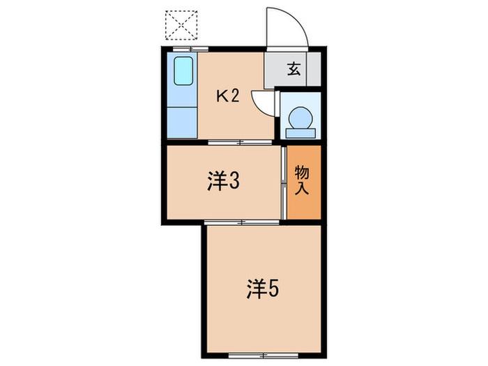 第1鈴木荘(2K/1階)の間取り写真