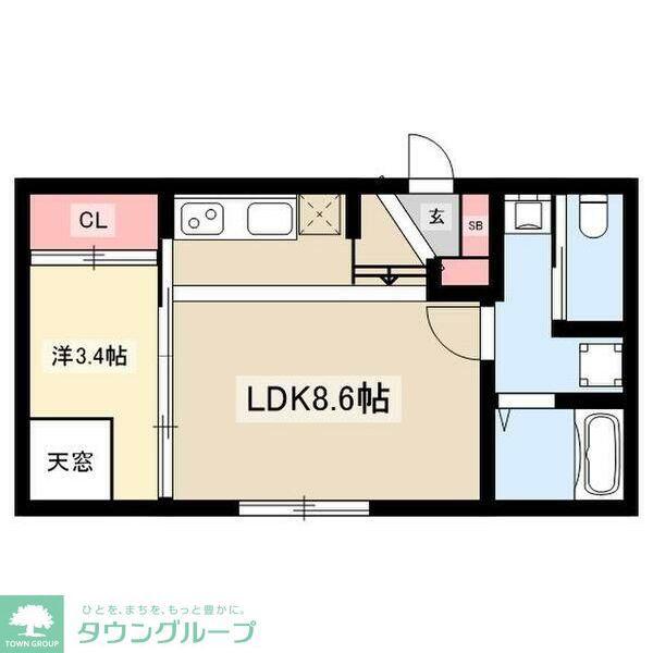 LIBERA名西通(1LDK/1階)の間取り写真