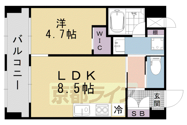 京都スター・ビル(1LDK/2階)の間取り写真