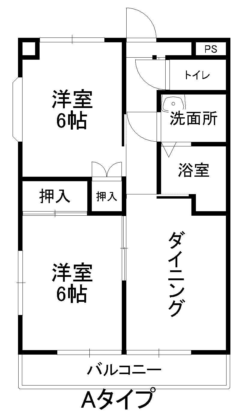 オルセーメゾン山川A棟(2DK/2階)の間取り写真