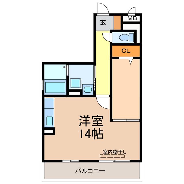 シャロームA棟B棟(ワンルーム/1階)の間取り写真