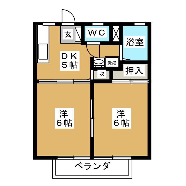 エスポワールII(2DK/1階)の間取り写真