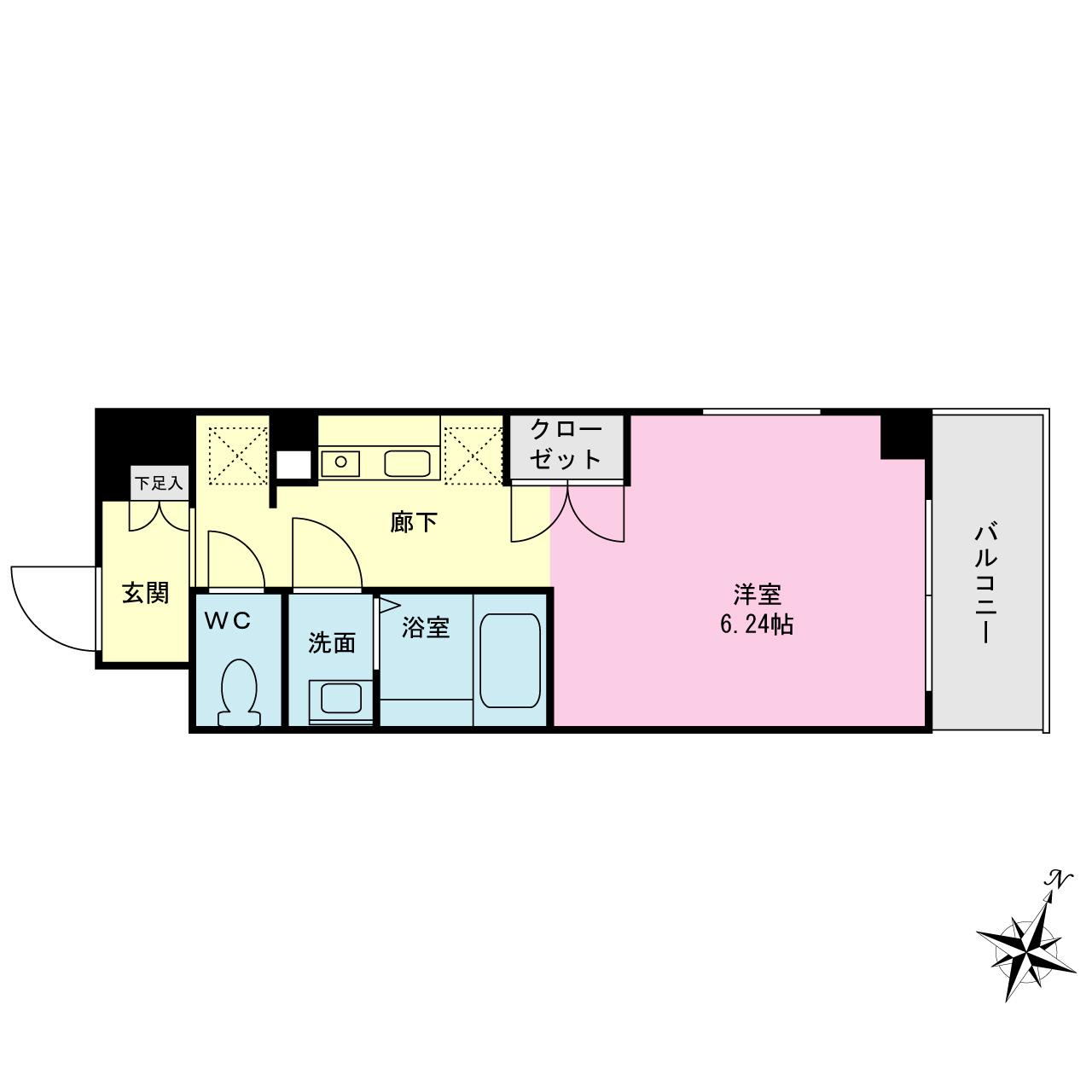 プライムネクサス上大岡(1K/4階)の間取り写真