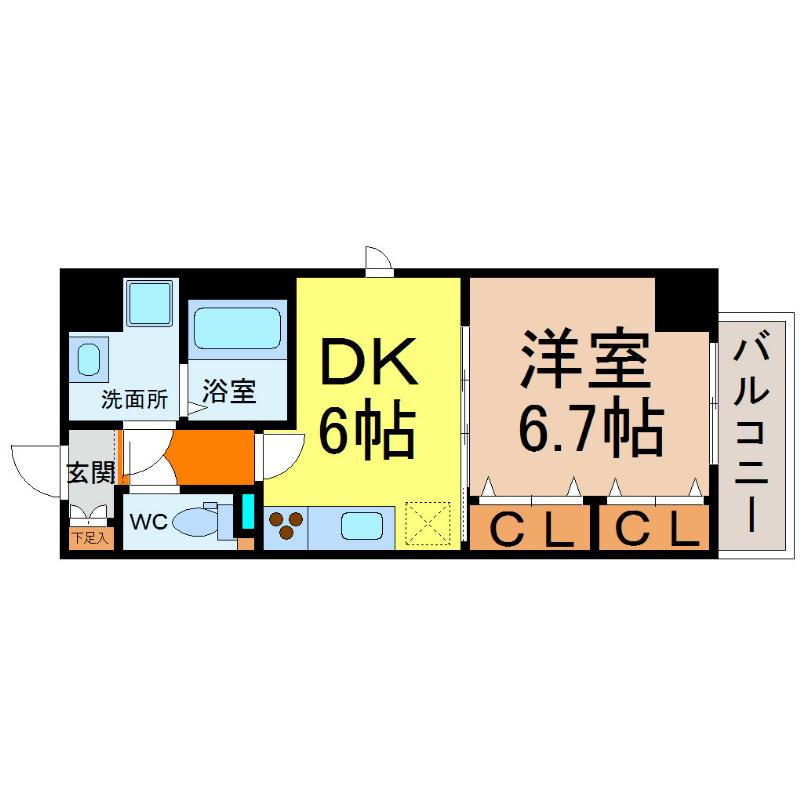 グリーンコート亀島(1DK/3階)の間取り写真