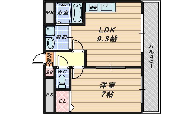 アンプルールフェール ルミエール富木(1LDK/2階)の間取り写真