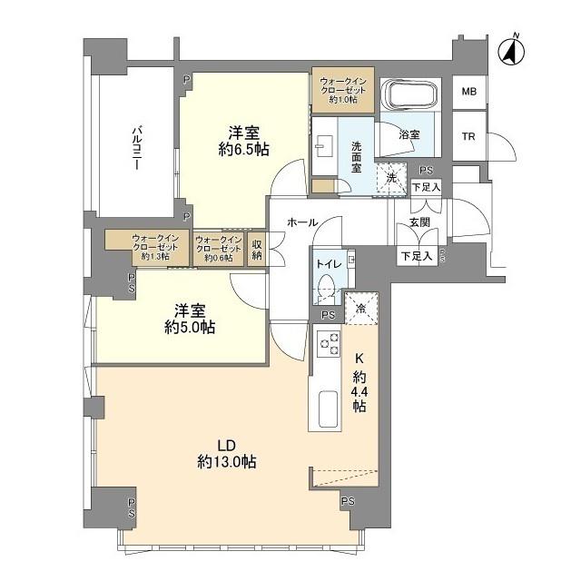 グランリビオ恵比寿(2LDK/3階)の間取り写真