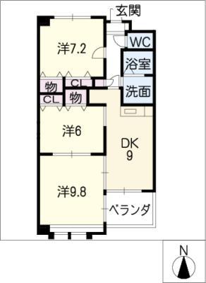 あすなろ(3DK/3階)の間取り写真